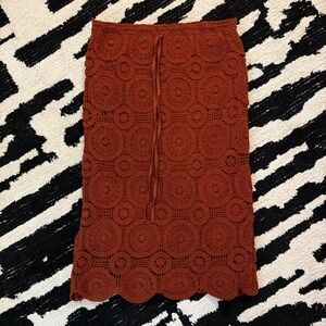 NWT Crochet Rust Mid Skirt